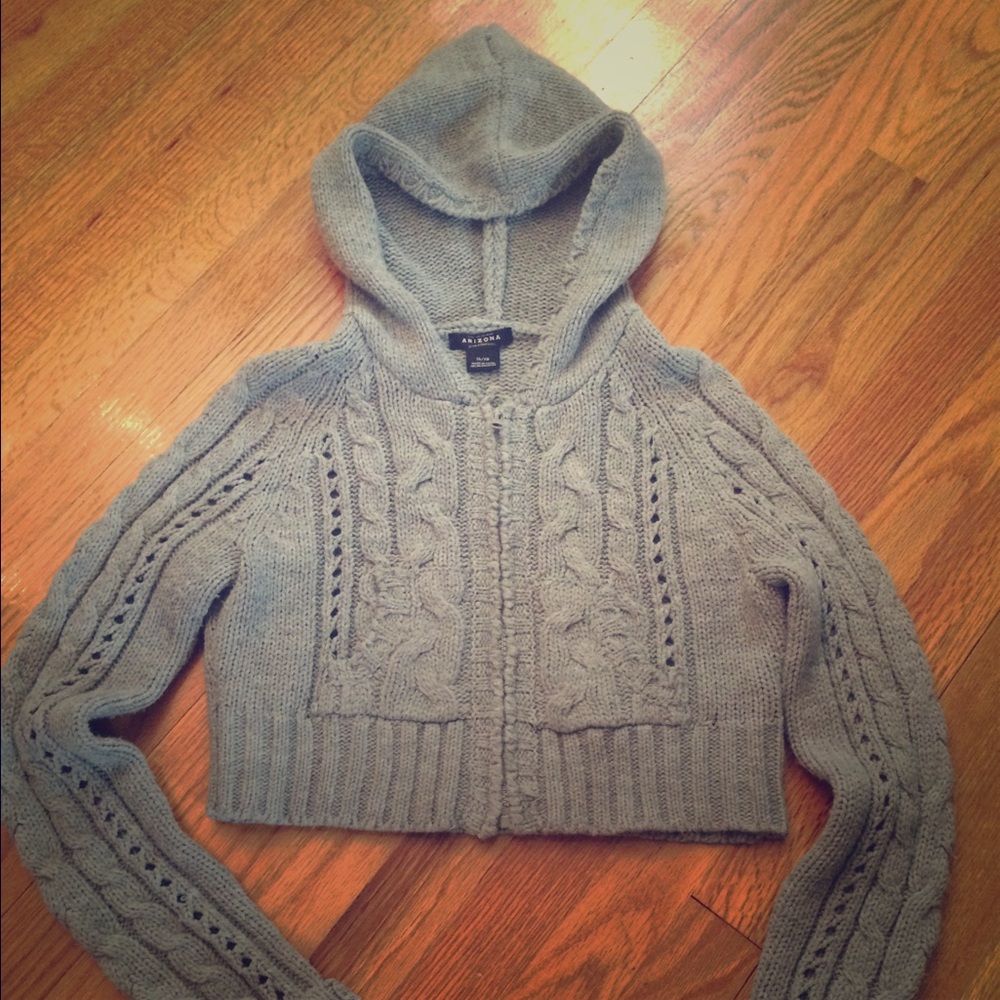 Cropped Gray hooded sweater